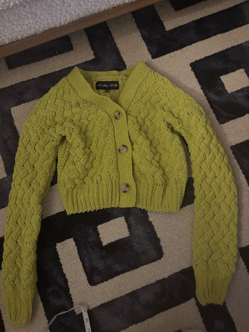 Kendall + Kylie Green Chunky Cable Knit Cardigan